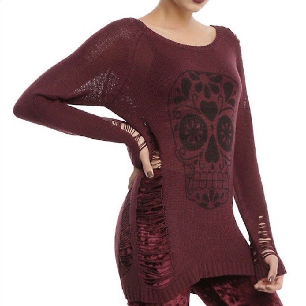 NWOT grunge style skull sweater